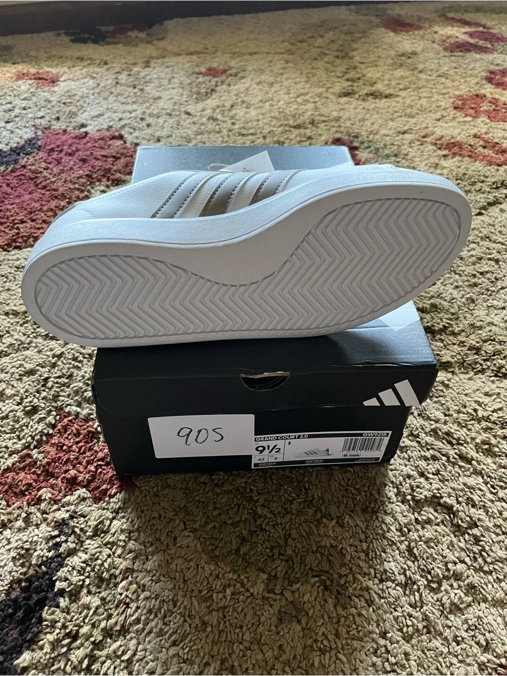 adidas White Sneakers with Gray Three Stripes